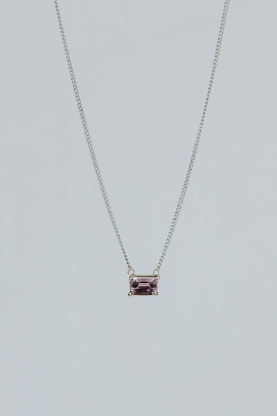 Prong Set Necklace - Purple Spinel 14K WG