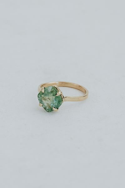 Wings Hawaii aqua green tourmaline ring in 14k yellow gold