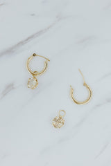 Charm Hoops - Cushion Cut Sunstone | 14K thumbnail