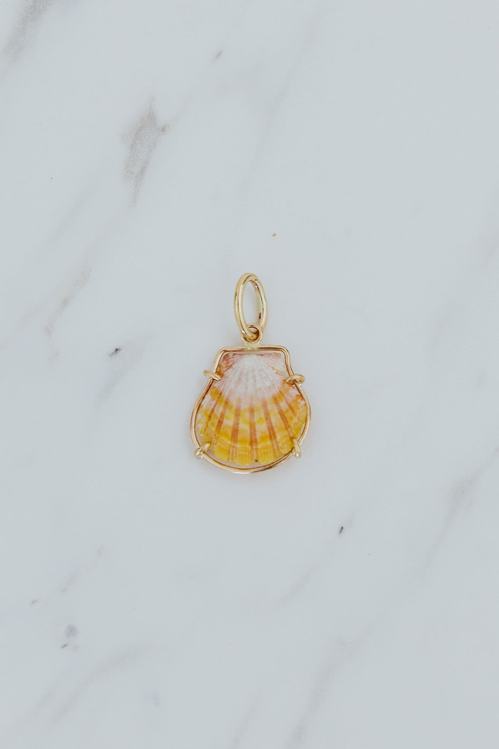 Wings Hawaii Petite Sunrise Shell necklace charm in 14k gold-filled. Fine jewelry handcrafted with aloha in Maui. Real Hawaiian sea shell jewelry. Charm Bar collection. Mix, match, customize modern shell charm jewelry made in Hawaii. 