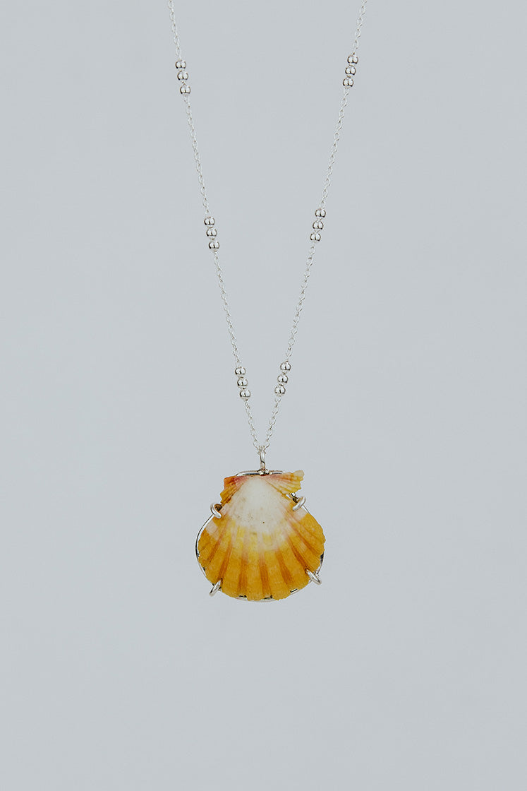 Prong Set Sunrise Shell Necklace - Sterling Silver