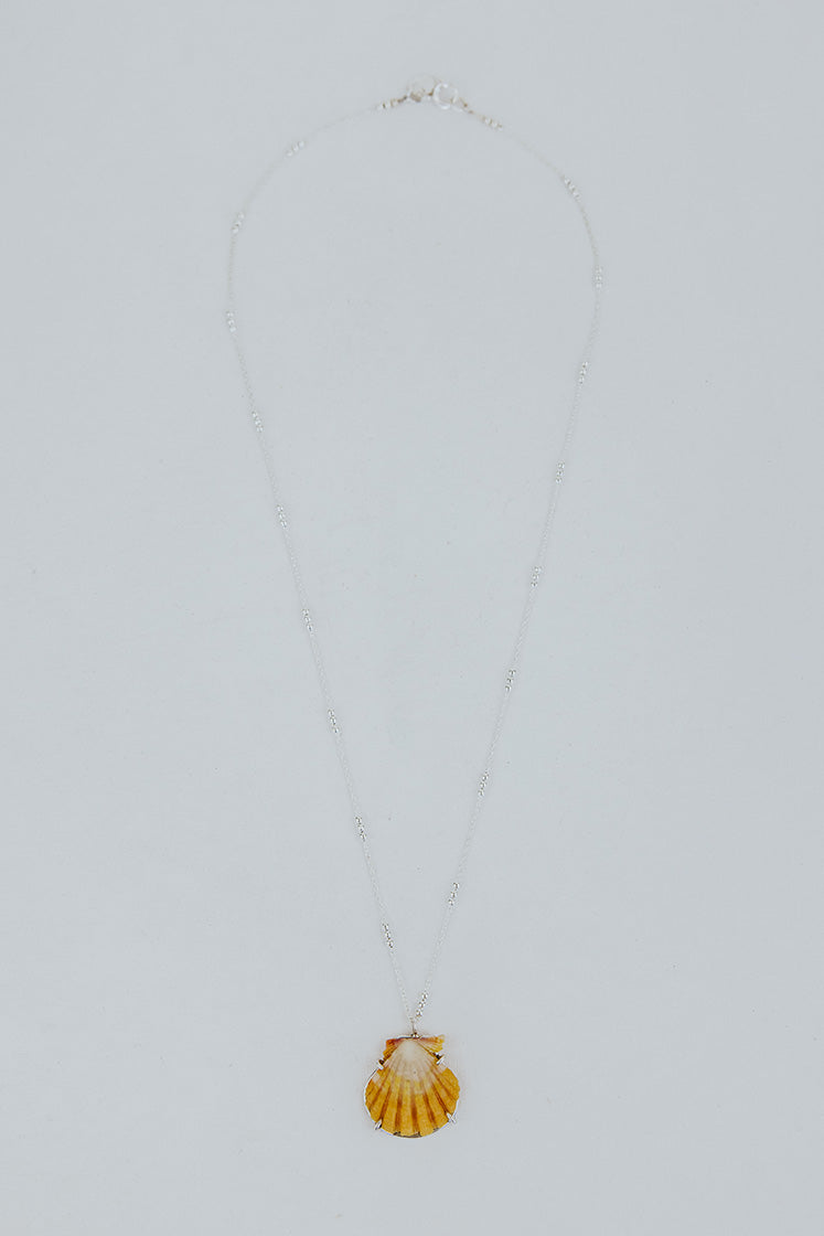 Prong Set Sunrise Shell Necklace - Sterling Silver