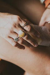 Bezel Set Sunrise Shell Ring