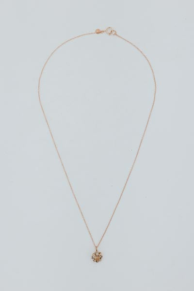 Prong Set Necklace - Pink Sunstone 14K RG