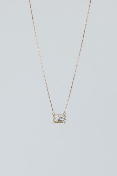 wings hawaii prong-set, emerald-cut sunstone necklace in 14k rose gold 