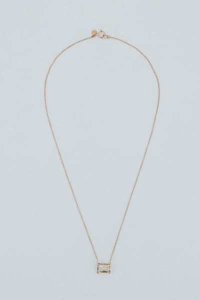 wings hawaii prong-set, emerald-cut sunstone necklace in 14k rose gold 
