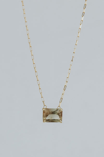 Prong Set Sunstone Necklace - 14K