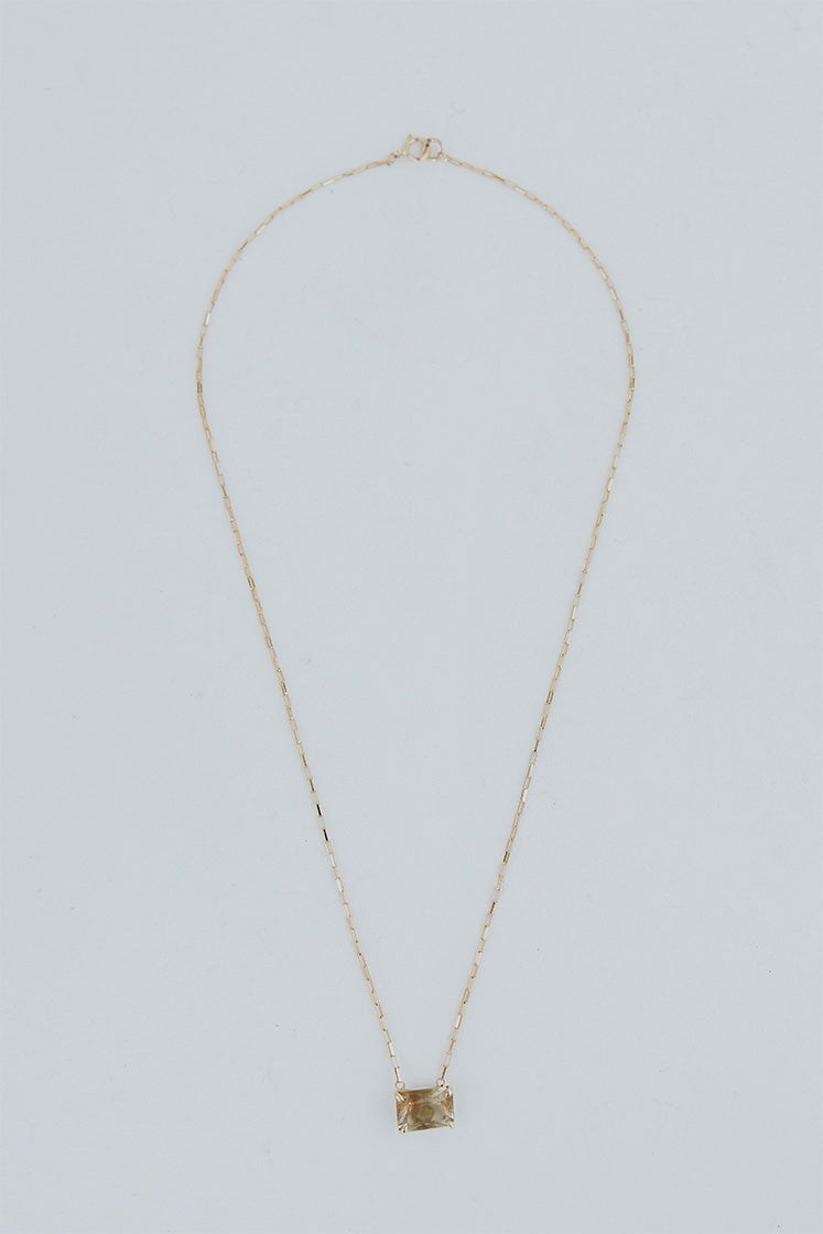 Prong Set Sunstone Necklace - 14K