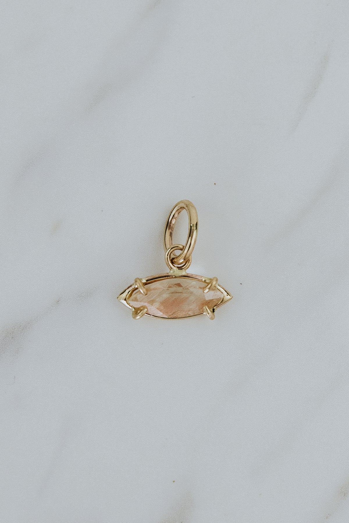 Wings Hawaii Marquise Sunstone necklace charm in 14k gold-filled. Fine jewelry handcrafted in Maui. Charm Bar   customizable charm jewelry gifts made in Hawaii. 