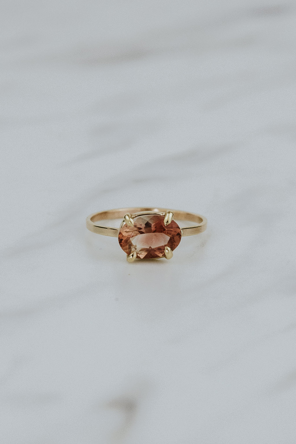 Oval Sunstone Ring - 14k