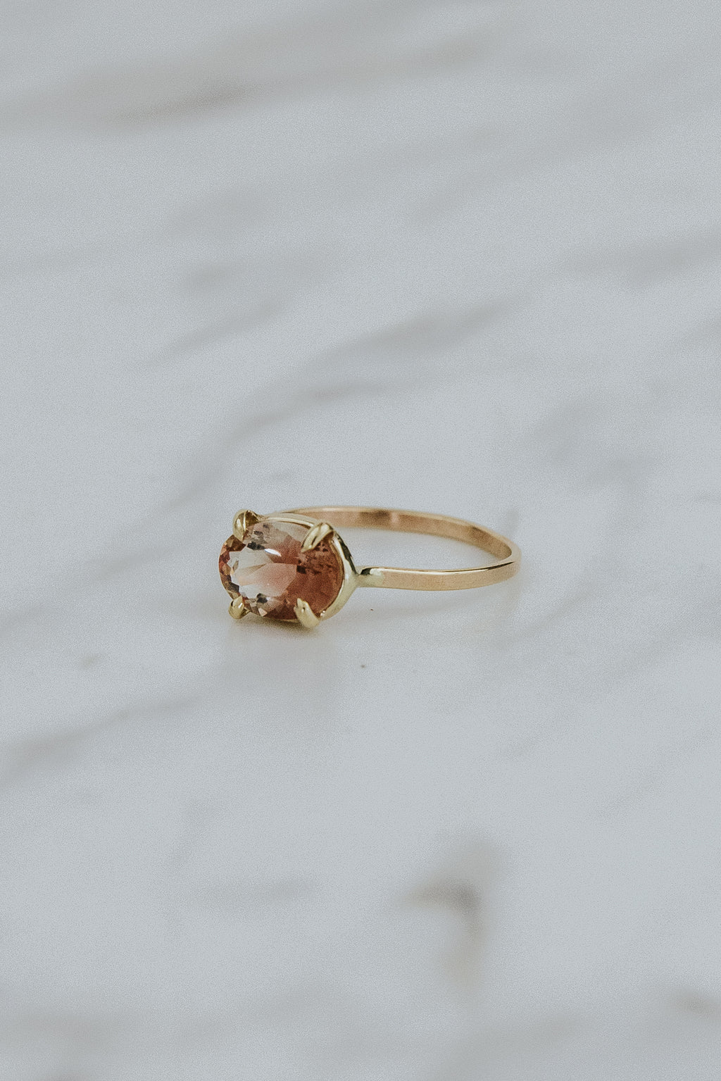 Oval Sunstone Ring - 14k
