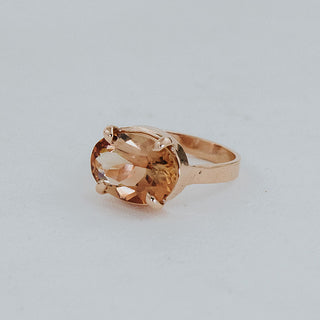 Wide Prong Set Gemstone Ring - Sunstone | 14K Rose Gold