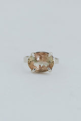 Wide Set Prong Set Gemstone Ring - Sunstone | White Gold thumbnail