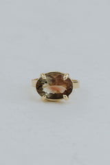 Wide Set Prong Set Gemstone Ring - Sunstone | 14K Yellow Gold thumbnail