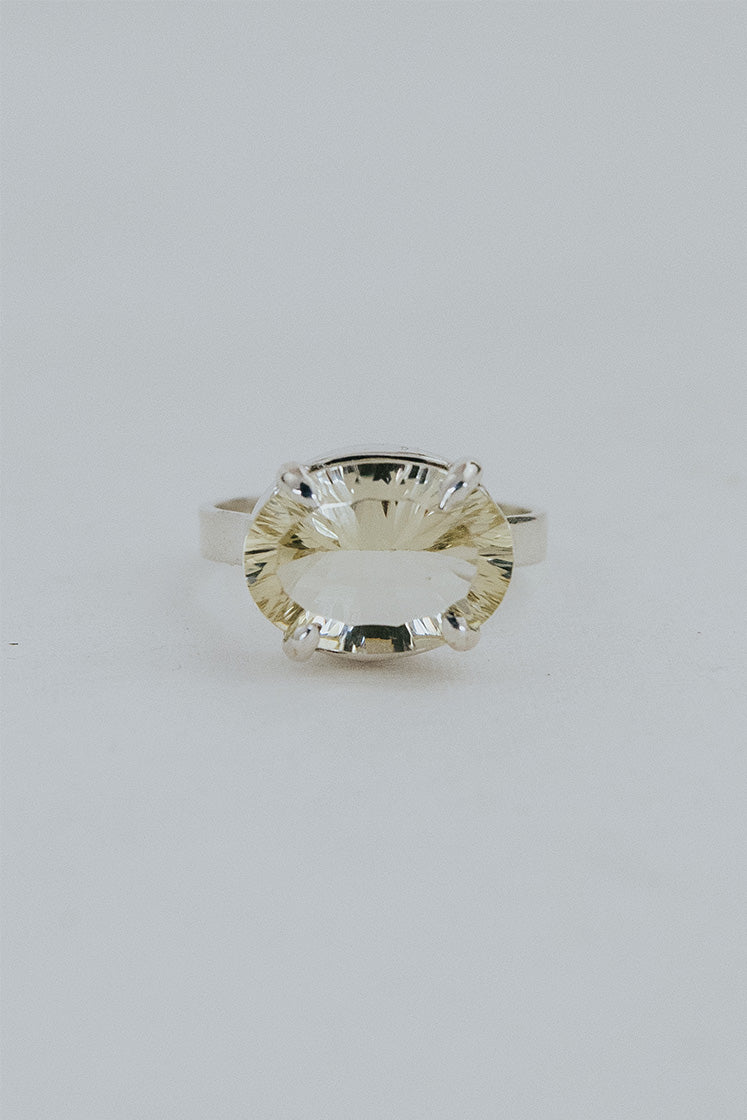 Wide Prong Set Gemstone Ring - Sunstone | Sterling Silver