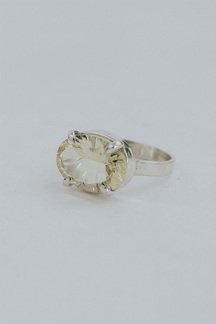 Wide Prong Set Gemstone Ring - Sunstone | Sterling Silver