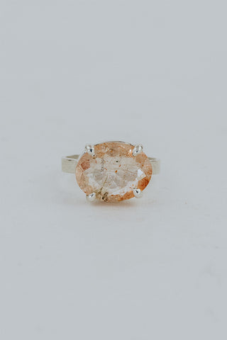 Wide Prong Set Gemstone Ring - Sunstone | Sterling Silver