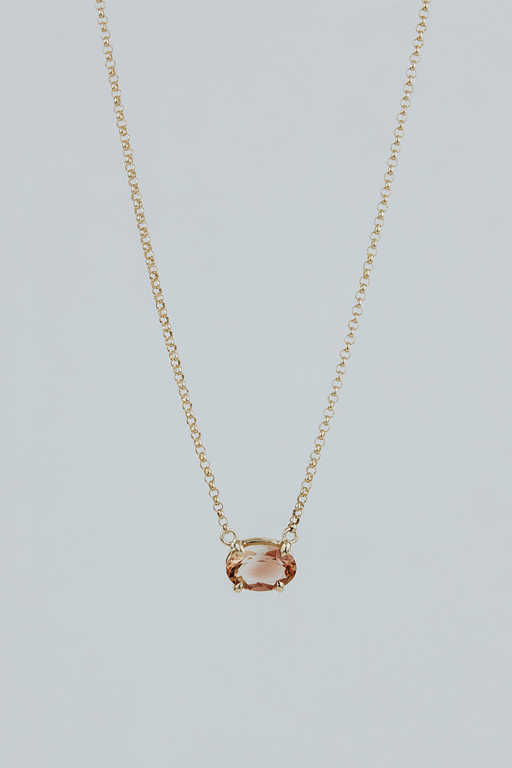 Oval Sunstone Necklace - 14k