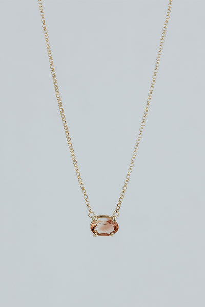 Oval Sunstone Necklace - 14k