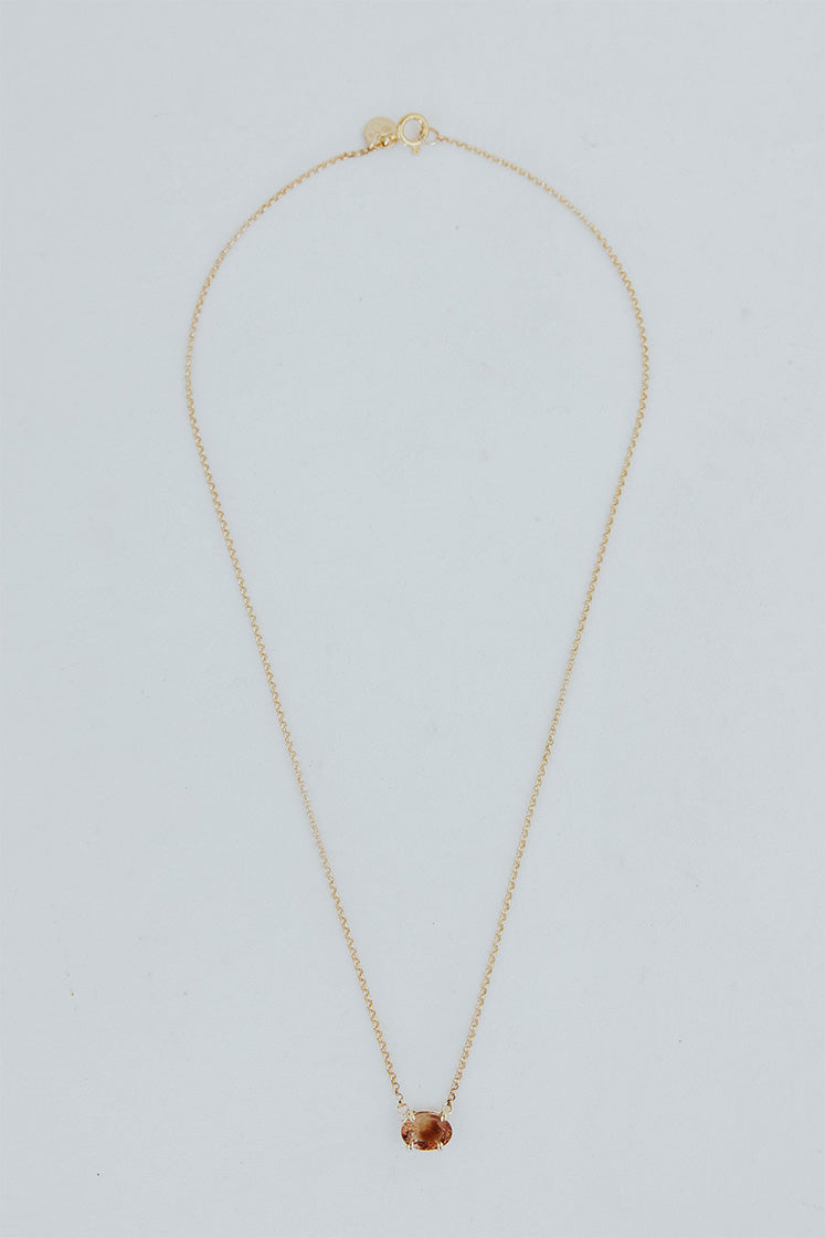 Oval Sunstone Necklace - 14k