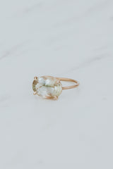 wings hawaii Halo Ring with prong set oval sunstone in 14k rose gold. Fine Jewelry handmade in Maui. thumbnail
