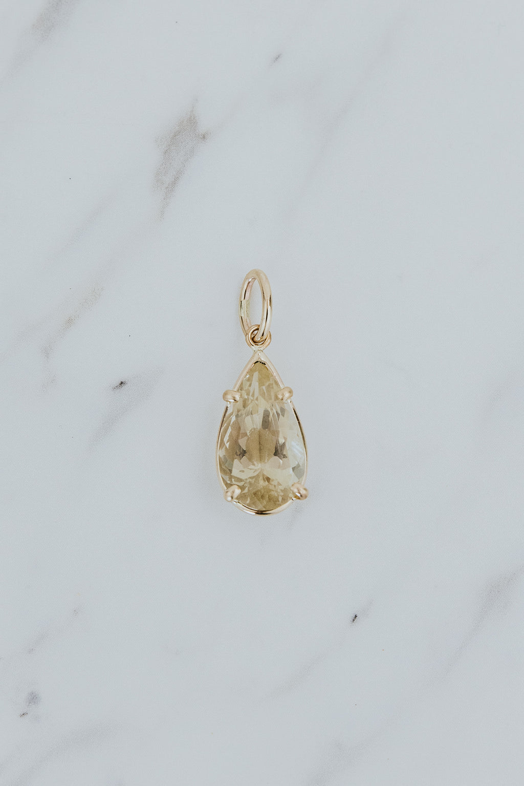Wings Hawaii Teardrop Sunstone necklace charm in 14k gold-filled. Fine jewelry handcrafted in Maui. Charm Bar collection. Mix, match, customize modern charm jewelry made in Hawaii. 