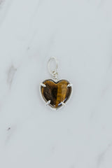 Wings Hawaii heart-shaped crystal necklace charms in 14k gold-filled or sterling silver. Available in Rose Quartz, Tigers Eye, Flourite, and Amethyst. Fine jewelry gifts handmade in Maui.  thumbnail