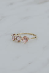 Wings Hawaii Triplet Ring with Pink Tourmaline in solid 14k yellow gold or sterling silver. Fine jewelry handcrafted in Maui. Number three symbolic jewelry gift.  thumbnail