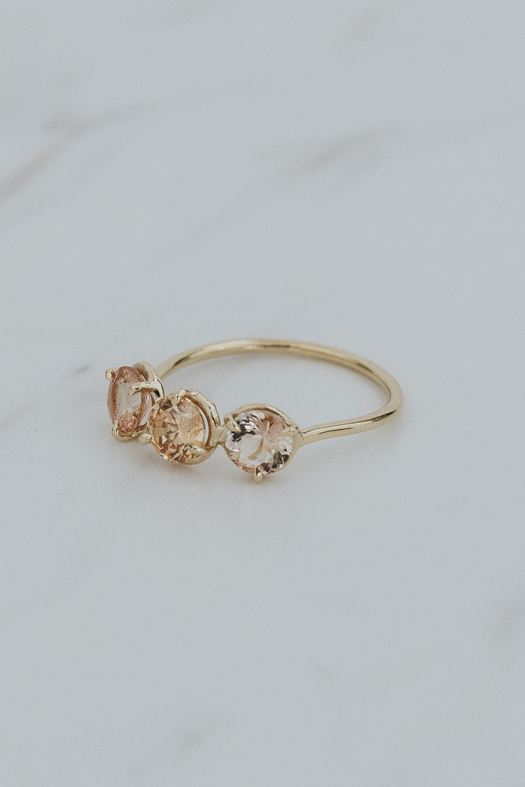 Wings Hawaii Triplet Ring with Sunstone and solid 14k yellow gold. Fine jewelry handcrafted in Maui. Number three symbolic jewelry gift. 