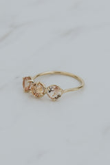 Wings Hawaii Triplet Ring with Sunstone and solid 14k yellow gold. Fine jewelry handcrafted in Maui. Number three symbolic jewelry gift.  thumbnail