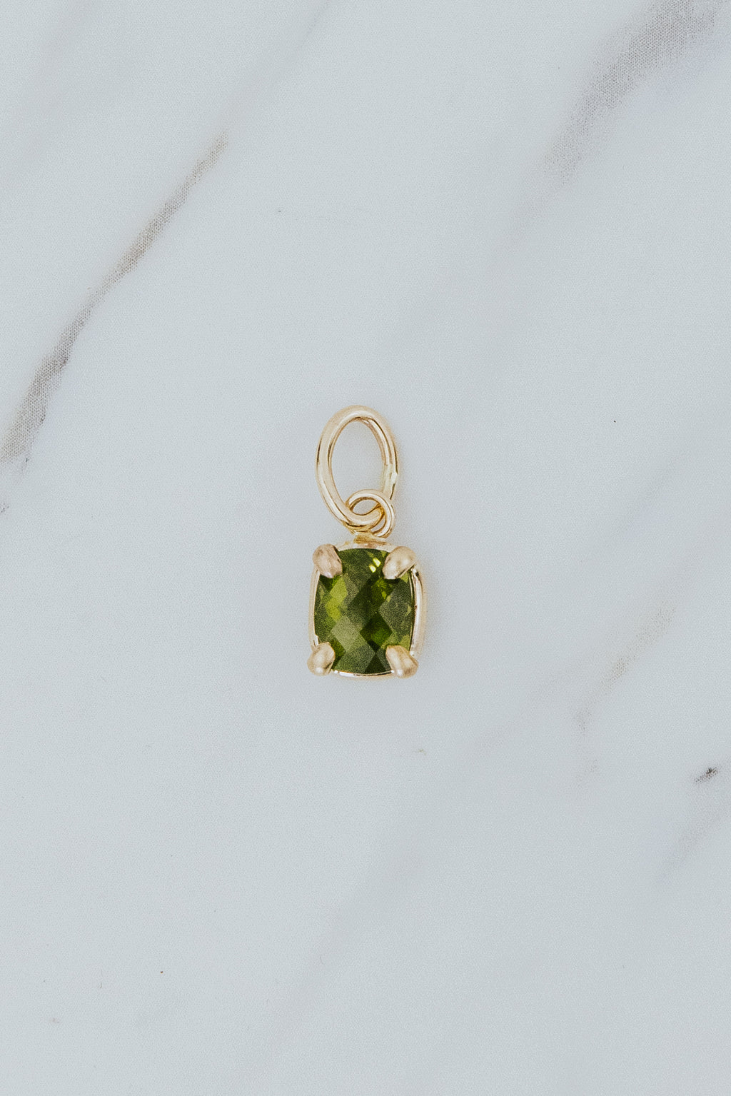 Wings Hawaii Green Vesuvianite Garnet necklace charm 14k yellow gold-fill. Fine jewelry handcrafted in Maui. Charm Bar collection, modern charm necklaces made in Hawaii