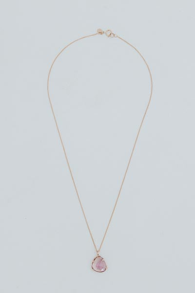 Rose Cut Gemstone Necklace - Tourmaline 14k RG