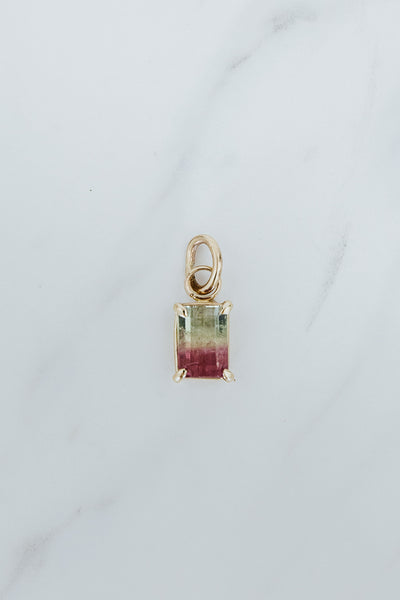 Necklace Charm - Watermelon Tourmaline | 14k