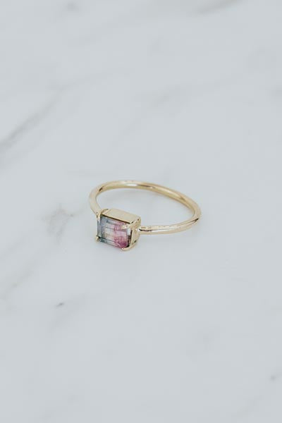 wings hawaii prong set watermelon tourmaline ring in 14k yellow gold 
