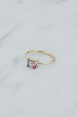 wings hawaii prong set watermelon tourmaline ring in 14k yellow gold  thumbnail