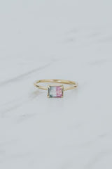 wings hawaii prong set watermelon tourmaline ring in 14k yellow gold  thumbnail