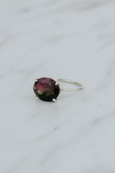 Halo Ring - Watermelon Tourmaline | SS