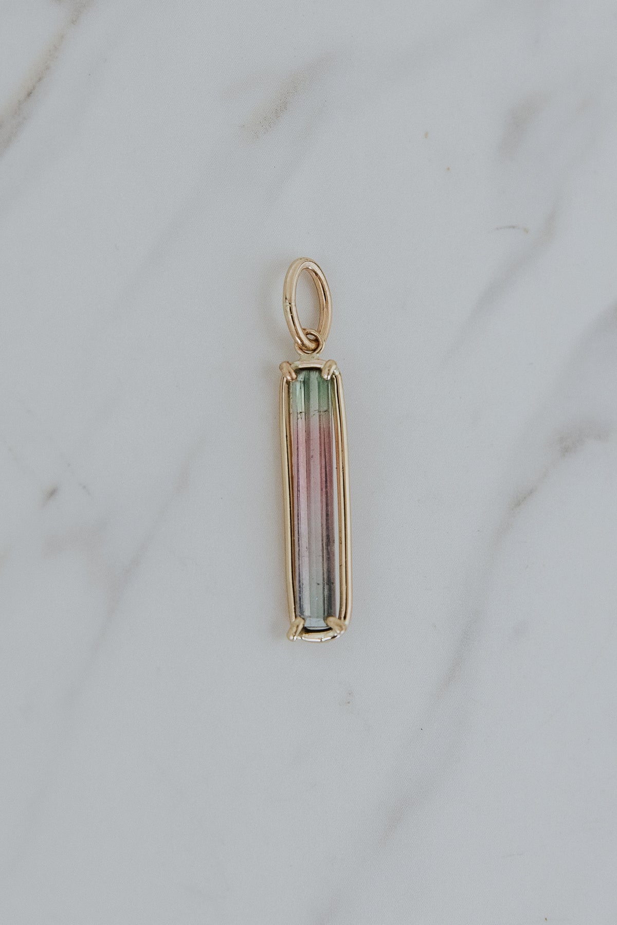 Wings Hawaii Tourmaline Column necklace charm pendant in 14k gold-filled. Fine jewelry handmade in Maui. 