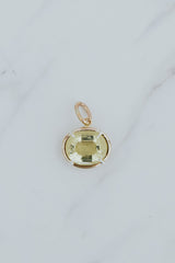 Wings Hawaii Halo necklace charm with yellow Beryl gemstone in 14k gold-filled and sterling silver settings. Fine jewelry handcrafted in Maui. Charm Bar collection, mix, match, customize modern, elevated charms.  thumbnail