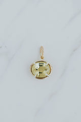 Wings Hawaii Halo necklace charm with yellow Beryl gemstone in 14k gold-filled and sterling silver settings. Fine jewelry handcrafted in Maui. Charm Bar collection, mix, match, customize modern, elevated charms.  thumbnail