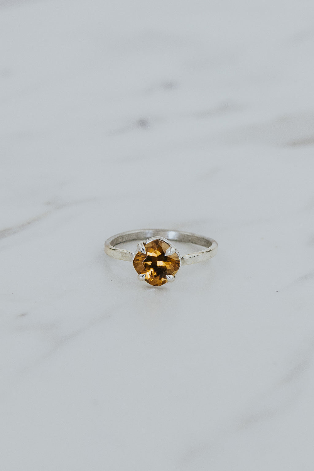 Wings Hawaii Stella Ring with Tawny yellow-orange Zircon in sterling silver. Fine jewelry handmade in Maui. 
