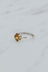 Wings Hawaii Stella Ring with Tawny yellow-orange Zircon in sterling silver. Fine jewelry handmade in Maui.  thumbnail