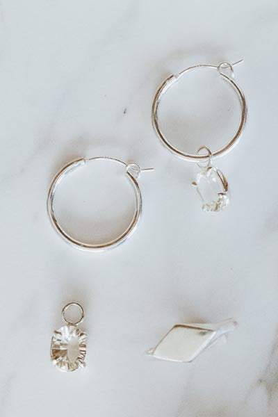 Charm Hoops - Oval Sunstone | SS