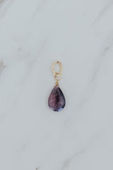Wings Hawaii purple Sapphire necklace charm 14k yellow gold-fill. Fine jewelry handcrafted in Maui. Charm Bar collection, modern charm necklaces made in Hawaii thumbnail