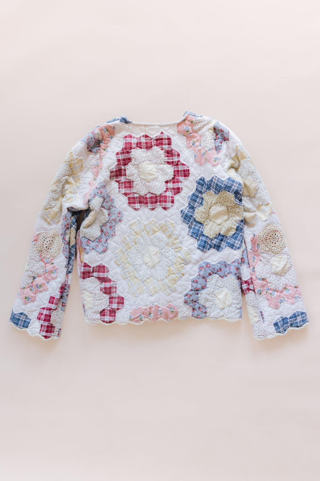Wings Hawaii vintage quilt jacket. Upcycled, sustainable, small batch, creative fashion handmade in Maui. 
