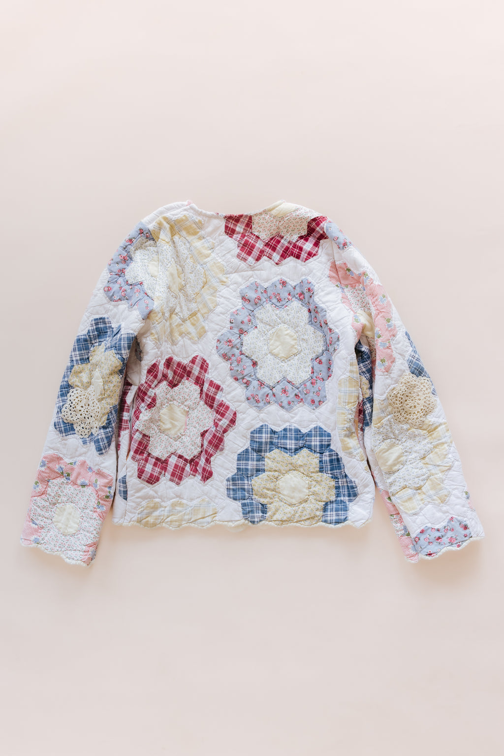 Wings Hawaii vintage quilt jacket. Upcycled, sustainable, small batch, creative fashion handmade in Maui. 