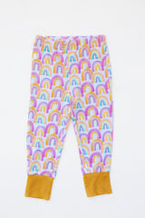 Wings Hawaii Rainbow kids pajamas set. Original artwork designed in Maui. Island style keiki gifts. Long sleeved shirt with pajama pants. Small batch, sustainable, unique children’s apparel.  thumbnail
