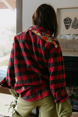 Sun Collage Flannel - Red + Black thumbnail