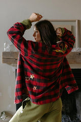 Sun Collage Flannel - Red + Black