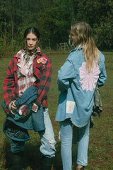 Sun Collage Flannel - Red + Black thumbnail